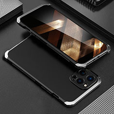 Luxury Aluminum Metal Cover Case 360 Degrees for Apple iPhone 14 Pro Max Silver and Black