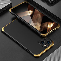 Luxury Aluminum Metal Cover Case 360 Degrees for Apple iPhone 15 Gold and Black