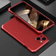 Luxury Aluminum Metal Cover Case 360 Degrees for Apple iPhone 15 Plus Red