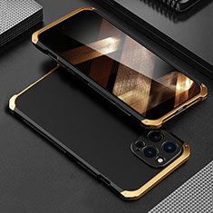 Luxury Aluminum Metal Cover Case 360 Degrees for Apple iPhone 15 Pro Gold and Black