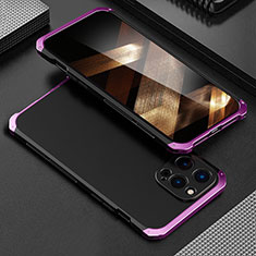 Luxury Aluminum Metal Cover Case 360 Degrees for Apple iPhone 15 Pro Max Purple