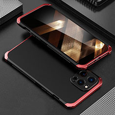 Luxury Aluminum Metal Cover Case 360 Degrees for Apple iPhone 15 Pro Max Red and Black