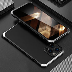 Luxury Aluminum Metal Cover Case 360 Degrees for Apple iPhone 15 Pro Max Silver and Black