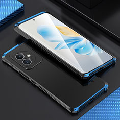 Luxury Aluminum Metal Cover Case 360 Degrees for Huawei Honor 100 5G Blue and Black