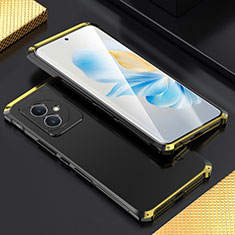 Luxury Aluminum Metal Cover Case 360 Degrees for Huawei Honor 100 5G Gold and Black