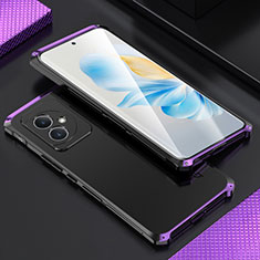 Luxury Aluminum Metal Cover Case 360 Degrees for Huawei Honor 100 5G Purple