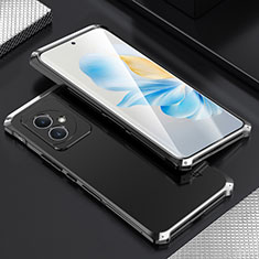 Luxury Aluminum Metal Cover Case 360 Degrees for Huawei Honor 100 5G Silver and Black