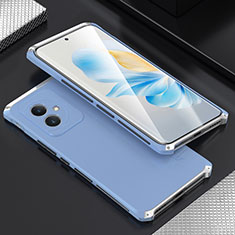 Luxury Aluminum Metal Cover Case 360 Degrees for Huawei Honor 100 5G Silver and Blue