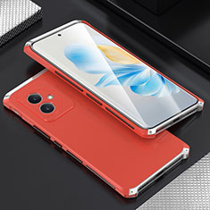 Luxury Aluminum Metal Cover Case 360 Degrees for Huawei Honor 100 5G Silver and Red