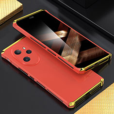 Luxury Aluminum Metal Cover Case 360 Degrees for Huawei Honor 100 Pro 5G Gold and Red
