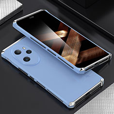 Luxury Aluminum Metal Cover Case 360 Degrees for Huawei Honor 100 Pro 5G Silver and Blue