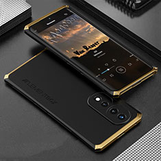 Luxury Aluminum Metal Cover Case 360 Degrees for Huawei Honor 70 Pro 5G Gold and Black