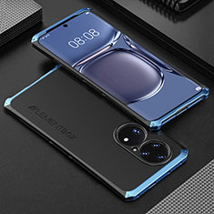 Luxury Aluminum Metal Cover Case 360 Degrees for Huawei P50 Pro Blue and Black