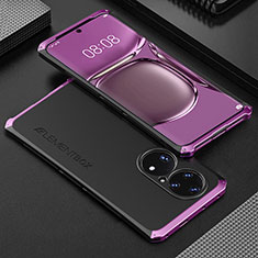 Luxury Aluminum Metal Cover Case 360 Degrees for Huawei P50 Pro Purple