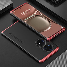 Luxury Aluminum Metal Cover Case 360 Degrees for Huawei P50 Pro Red and Black