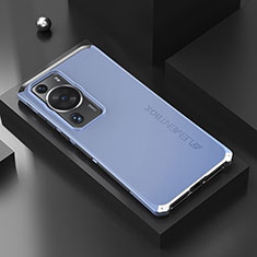 Luxury Aluminum Metal Cover Case 360 Degrees for Huawei P60 Pro Silver and Blue