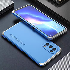 Luxury Aluminum Metal Cover Case 360 Degrees for Oppo K9 5G Silver and Blue