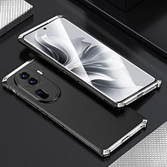Luxury Aluminum Metal Cover Case 360 Degrees for Oppo Reno11 Pro 5G Silver and Black