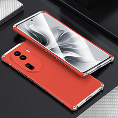 Luxury Aluminum Metal Cover Case 360 Degrees for Oppo Reno11 Pro 5G Silver and Red