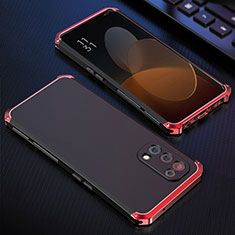 Luxury Aluminum Metal Cover Case 360 Degrees for Oppo Reno5 5G Red and Black