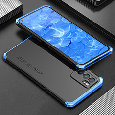 Luxury Aluminum Metal Cover Case 360 Degrees for Oppo Reno6 5G Blue and Black