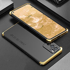 Luxury Aluminum Metal Cover Case 360 Degrees for Oppo Reno6 5G Gold and Black