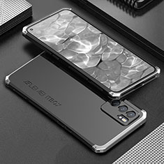 Luxury Aluminum Metal Cover Case 360 Degrees for Oppo Reno6 5G Silver and Black