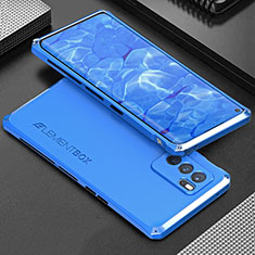 Luxury Aluminum Metal Cover Case 360 Degrees for Oppo Reno6 Pro 5G India Blue