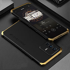 Luxury Aluminum Metal Cover Case 360 Degrees for Vivo V23 5G Gold and Black