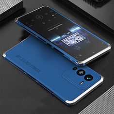 Luxury Aluminum Metal Cover Case 360 Degrees for Vivo V25 Pro 5G Silver and Blue