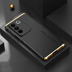 Luxury Aluminum Metal Cover Case 360 Degrees for Vivo V27 5G Gold and Black
