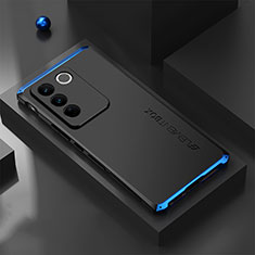 Luxury Aluminum Metal Cover Case 360 Degrees for Vivo V27 Pro 5G Blue and Black