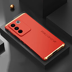 Luxury Aluminum Metal Cover Case 360 Degrees for Vivo V27 Pro 5G Gold and Red