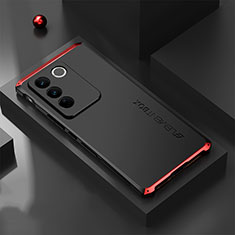 Luxury Aluminum Metal Cover Case 360 Degrees for Vivo V27 Pro 5G Red and Black