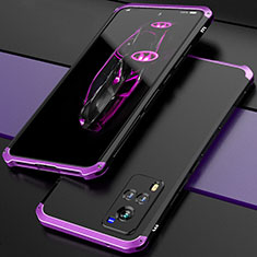 Luxury Aluminum Metal Cover Case 360 Degrees for Vivo X60 5G Purple and Blue