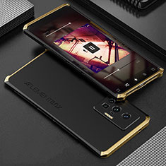 Luxury Aluminum Metal Cover Case 360 Degrees for Vivo X70 Pro 5G Gold and Black