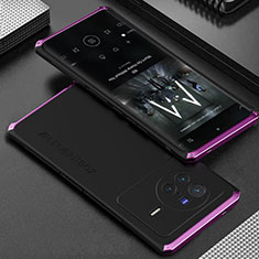 Luxury Aluminum Metal Cover Case 360 Degrees for Vivo X80 5G Purple