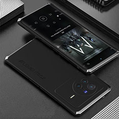 Luxury Aluminum Metal Cover Case 360 Degrees for Vivo X80 5G Silver and Black