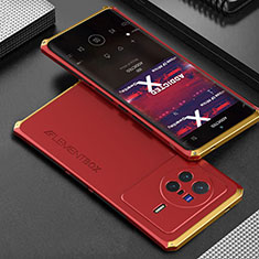 Luxury Aluminum Metal Cover Case 360 Degrees for Vivo X80 Pro 5G Gold and Red