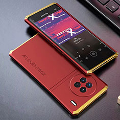 Luxury Aluminum Metal Cover Case 360 Degrees for Vivo X90 Pro 5G Gold and Red