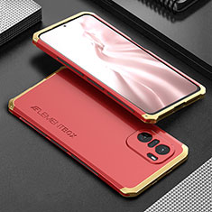 Luxury Aluminum Metal Cover Case 360 Degrees for Xiaomi Mi 11X Pro 5G Gold and Red