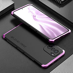 Luxury Aluminum Metal Cover Case 360 Degrees for Xiaomi Mi 11X Pro 5G Purple