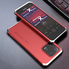 Luxury Aluminum Metal Cover Case 360 Degrees for Xiaomi Mi 13 5G Silver and Red