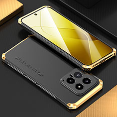 Luxury Aluminum Metal Cover Case 360 Degrees for Xiaomi Mi 14 5G Gold and Black
