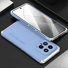 Luxury Aluminum Metal Cover Case 360 Degrees for Xiaomi Mi 14 5G Silver and Blue