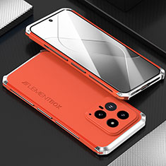 Luxury Aluminum Metal Cover Case 360 Degrees for Xiaomi Mi 14 Pro 5G Silver and Red
