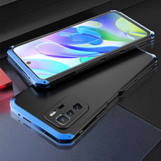 Luxury Aluminum Metal Cover Case 360 Degrees for Xiaomi Poco X3 GT 5G Blue and Black
