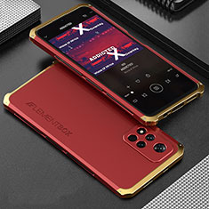 Luxury Aluminum Metal Cover Case 360 Degrees for Xiaomi Redmi Note 11 Pro+ Plus 5G Gold and Red