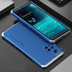Luxury Aluminum Metal Cover Case 360 Degrees for Xiaomi Redmi Note 11 Pro+ Plus 5G Silver and Blue