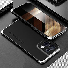Luxury Aluminum Metal Cover Case 360 Degrees for Xiaomi Redmi Note 13 5G Silver and Black